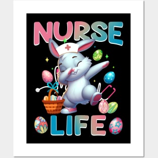 Cute Nurse Life Dabbing Easter Bunny Posters and Art